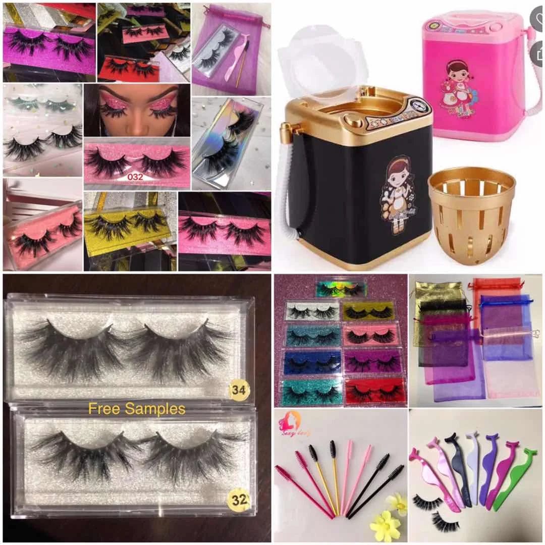 Showlu 3D Mink Eyelashes with suitcase lash box, 25mm strip lashes, displayed in stylish packaging for easy application and storage.