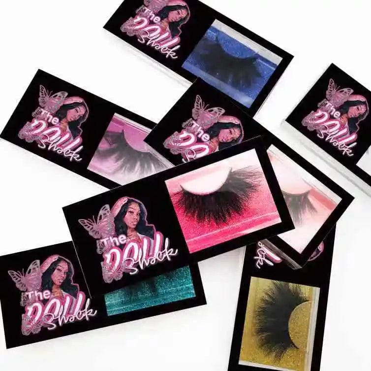 Showlu 3D Mink Eyelashes with suitcase lash box, 25mm strip lashes, displayed in its stylish packaging, factory in Guangzhou
