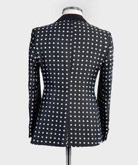 Latest Design Black White Dots Mens Suits For Wedding Shawl Lapel Groom Tuxedos Slim Fit Terno Masculino Prom Party 3 Pieces Set - SHOWLU FASHION STORE