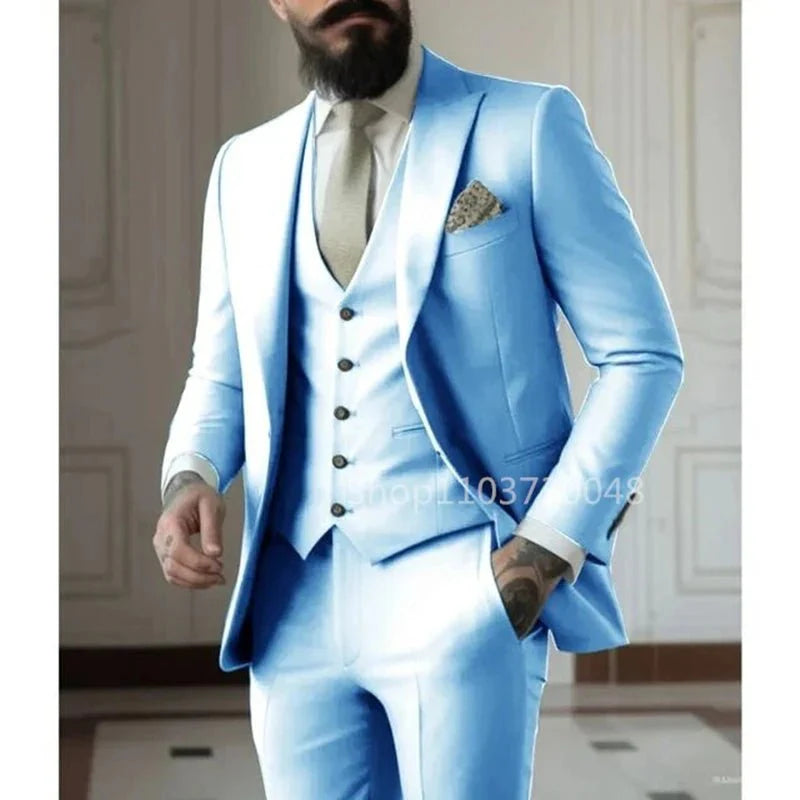 Kromoc men's 3-piece slim fit formal suit by SHOWLU FASHION STORE, wool blend tuxedo with jacket, vest, and pants for weddings or business