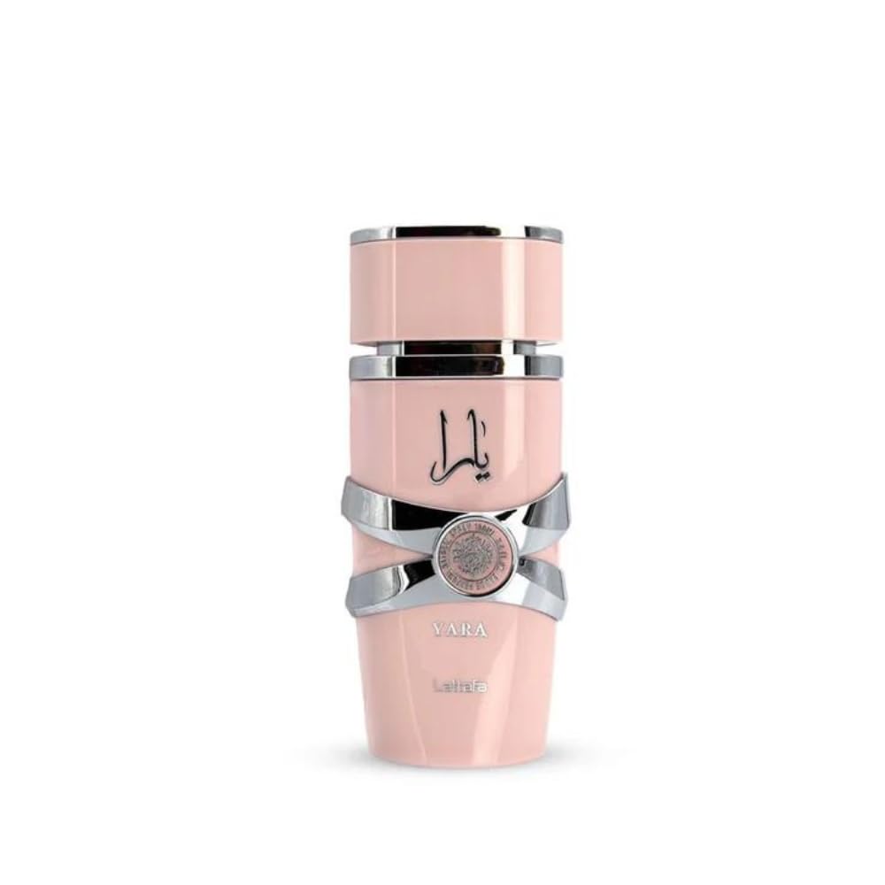 Lattafa Yara Eau de Parfum for Women in 100ml spray bottle, featuring warm amber and vanilla fragrance.