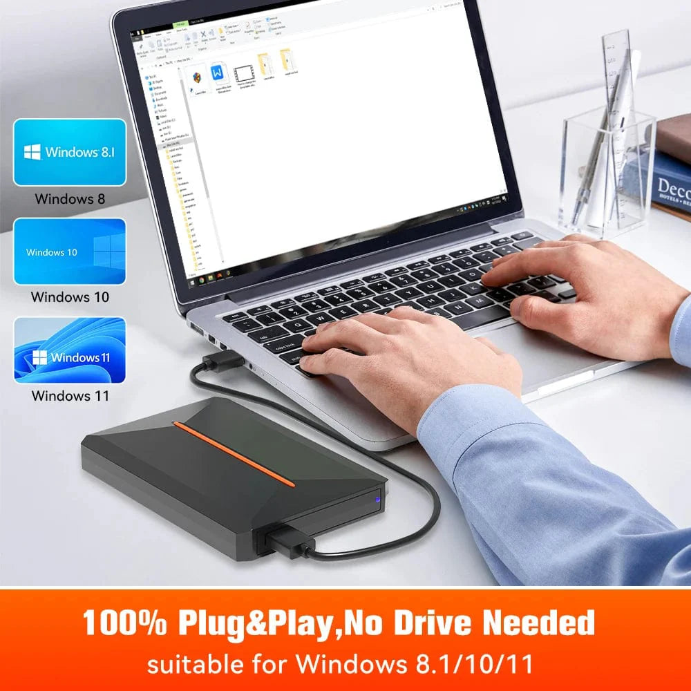 JMachen Launchbox 500GB external gaming hard drive with retro 3D game console design, compatible with PS4, PS3, Wii, and PC.