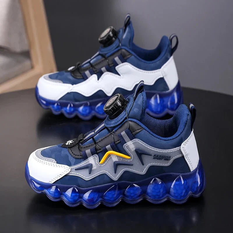 Kids leather running shoes by SHOWLU FASHION STORE, breathable outdoor sneakers for children and teens, casual and sporty design.