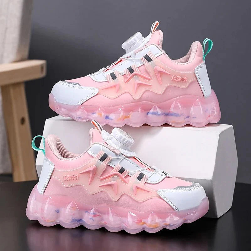 Children's leather running shoes by SHOWLU FASHION STORE, breathable outdoor sneakers for kids and teens, casual and sports wear.