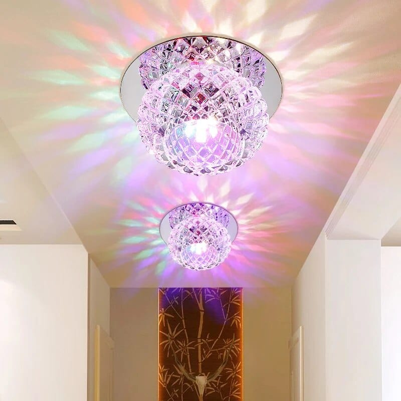 Modern aluminum LED porch light by Showlu, surface-mounted ceiling lamp with colorful LED illumination, 10cm diameter.