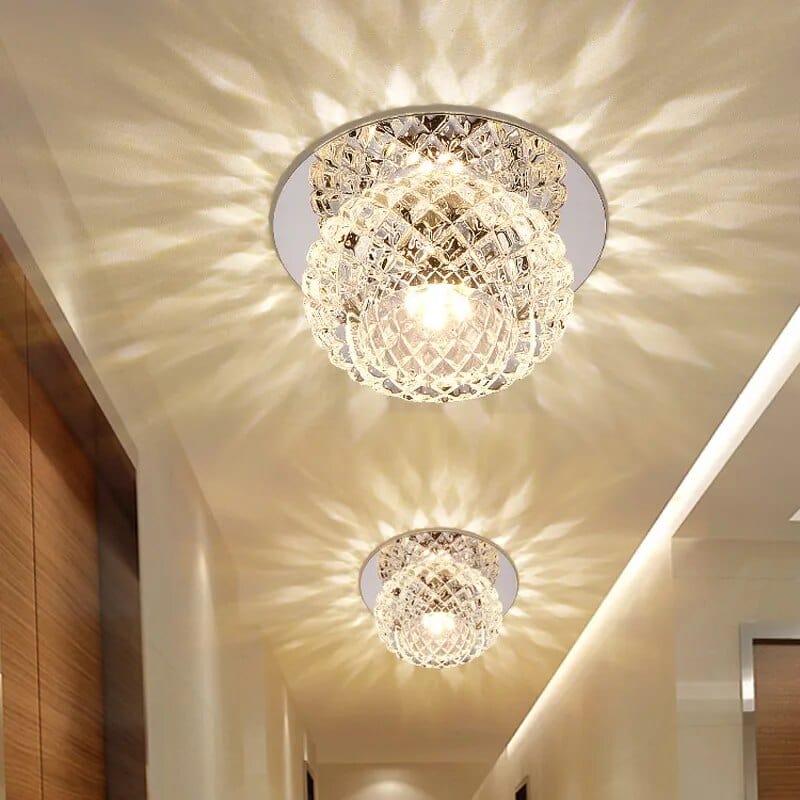 Modern aluminum LED porch light from Showlu Fashion Store, surface-mounted ceiling lamp with colorful LED illumination, 10cm diameter.