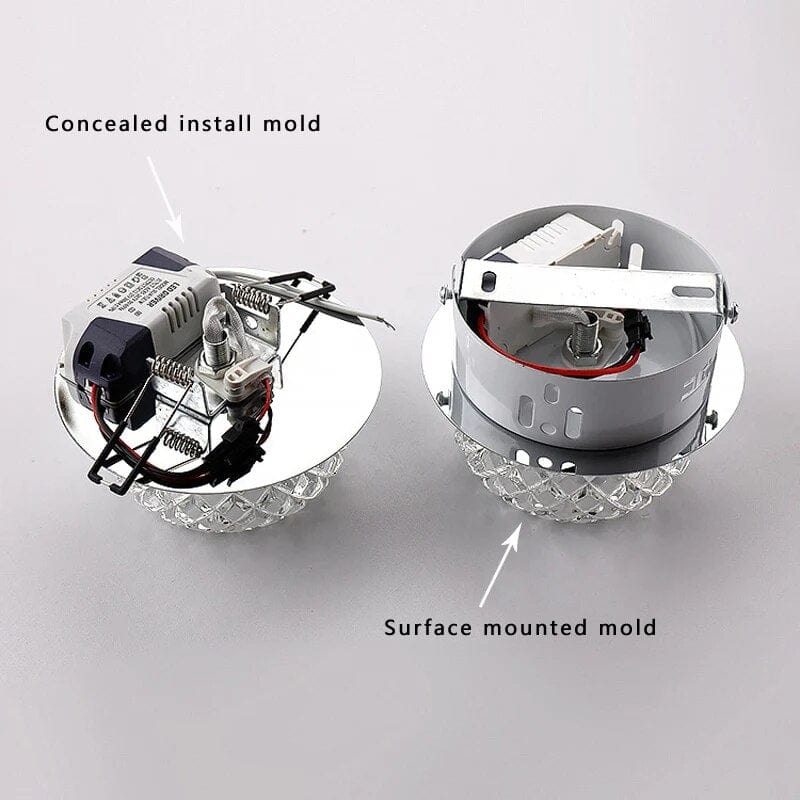 Modern aluminum LED porch light by Showlu Fashion, surface-mounted ceiling lamp with colorful LED illumination, 10cm diameter.