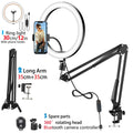 Dimmable 10-inch BAODELI LED Selfie Ring Light with folding stand, phone holder, perfect for YouTube streaming and photography.