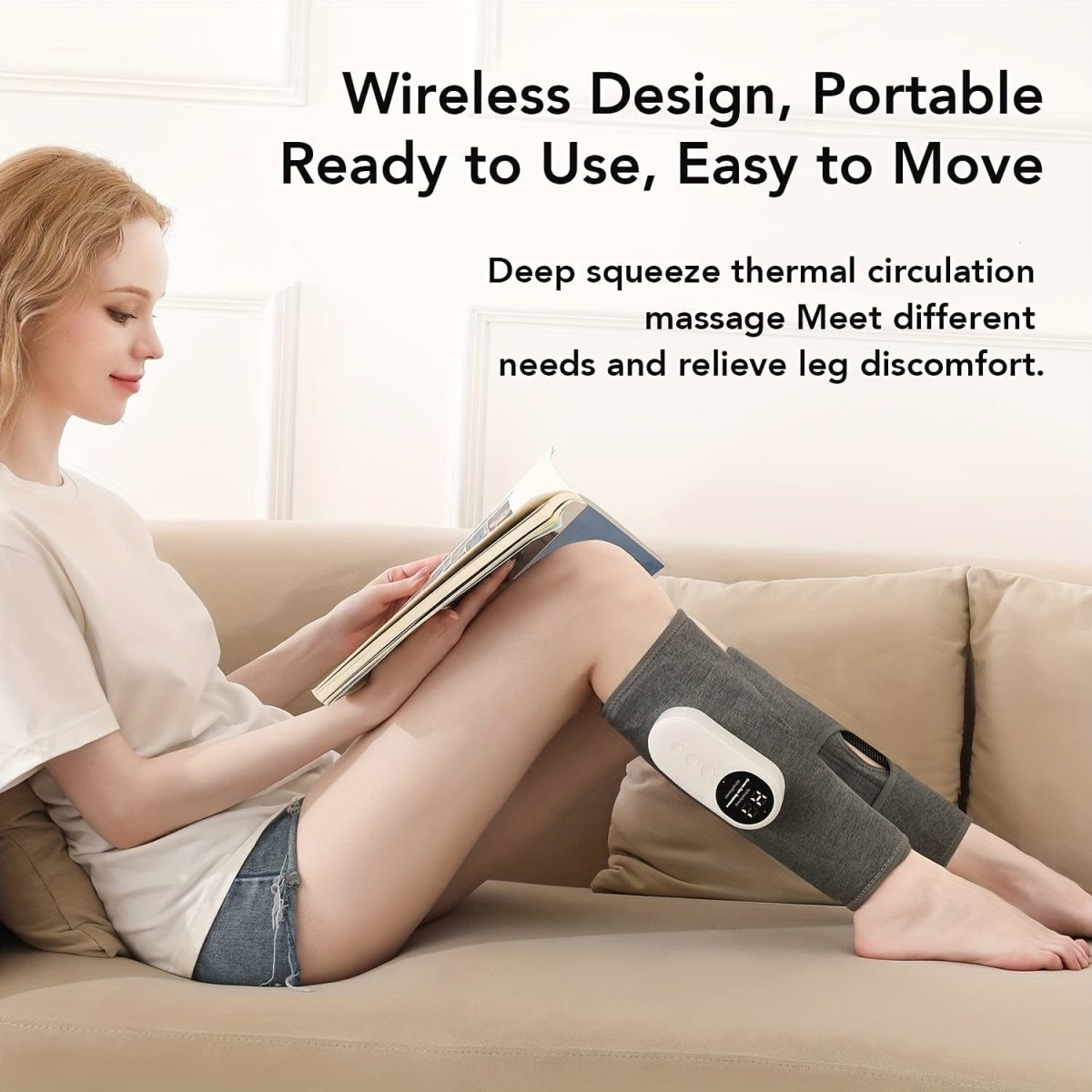 SHOWLU Leg Massager with Heat, air compression calf massager with adjustable intensities and modes for pain relief and muscle relaxation.
