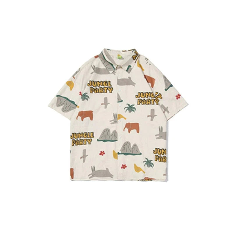 Unisex Lengoist casual T-shirt with colorful cartoon print and half sleeves, featuring an all-over playful design.