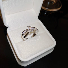 Letter Women's Cool Design Open Ring Zircon - SHOWLU FASHION STORE