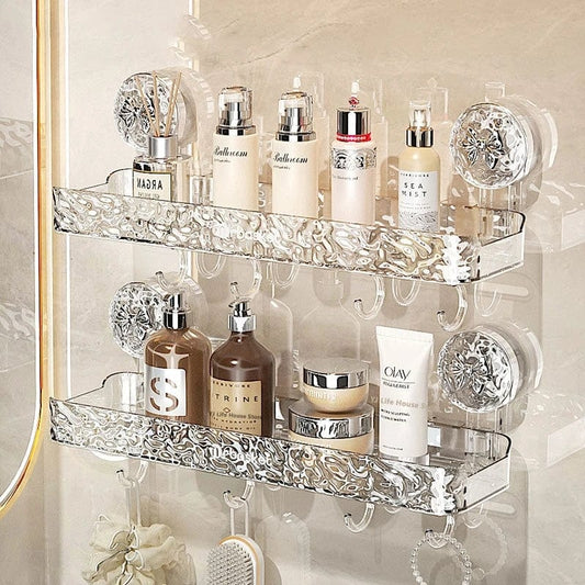 Light Luxury Bathroom Shelf Suction Cup Shampoo Shower Rack Punch - Free Storage Organizer Holder Bathroom Accessories - SHOWLU FASHION STORE