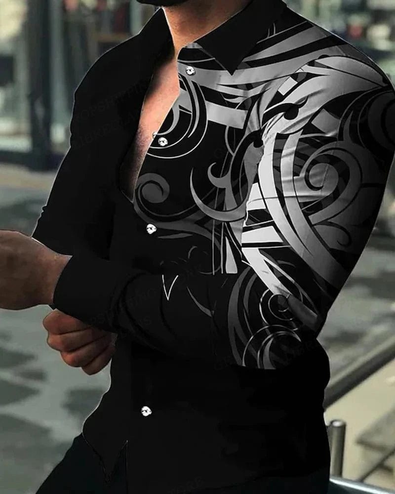 Lightning Hawaiian Shirts Floral 3d Printed Shirts Men Fashion Shirt Long Sleeve Casual Beach Blouse Lapel Blouse Men's Clothing - SHOWLU FASHION STORE