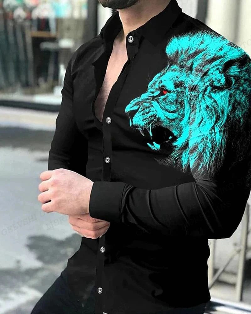 Lightning Hawaiian Shirts Floral 3d Printed Shirts Men Fashion Shirt Long Sleeve Casual Beach Blouse Lapel Blouse Men's Clothing - SHOWLU FASHION STORE