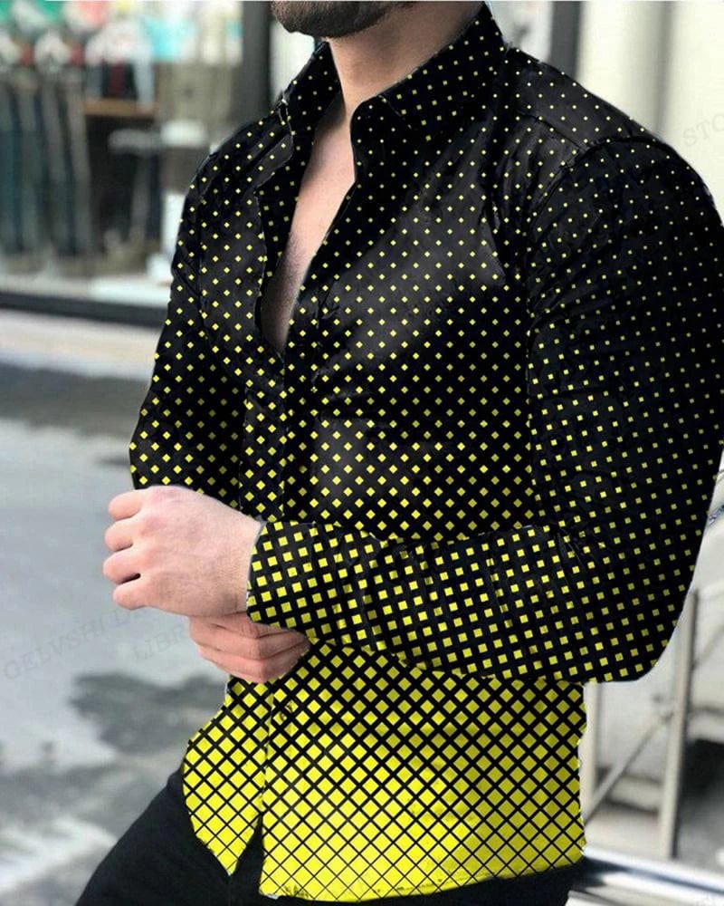 Lightning Hawaiian Shirts Floral 3d Printed Shirts Men Fashion Shirt Long Sleeve Casual Beach Blouse Lapel Blouse Men's Clothing - SHOWLU FASHION STORE