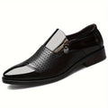 Lightweight men's pointed toe Oxford dress shoes with zipper, breathable loafers for formal and casual wear by SHOWLU FASHION STORE.