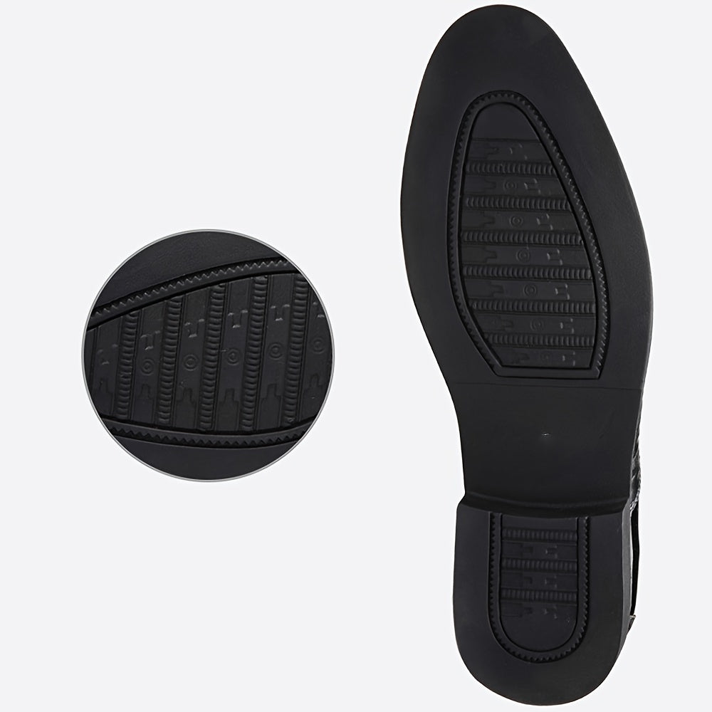 Lightweight SHOWLU FASHION men's pointed toe Oxford dress shoes with zipper, breathable loafers for formal or business casual wear.