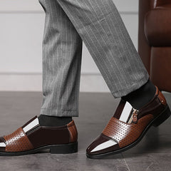 Lightweight Mens Pointed Oxford Dress Shoes, Zipper Breathable Loafers for Formal Business Casual Slip On Tuxedo - SHOWLU FASHION STORE