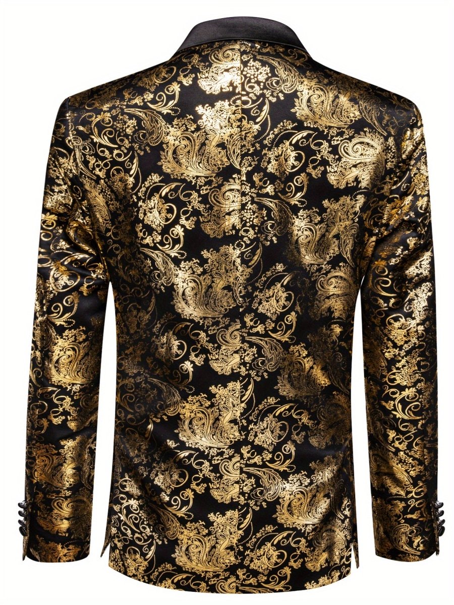 Men's red paisley blazer by SHOWLU FASHION STORE featuring a one-button polyester suit jacket with lapel collar and casual style.