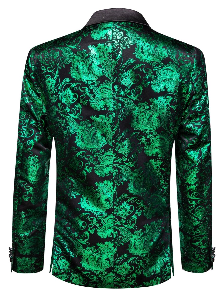 Men's red paisley blazer by SHOWLU FASHION STORE, one-button polyester suit jacket with lapel collar, ideal for weddings and casual wear.