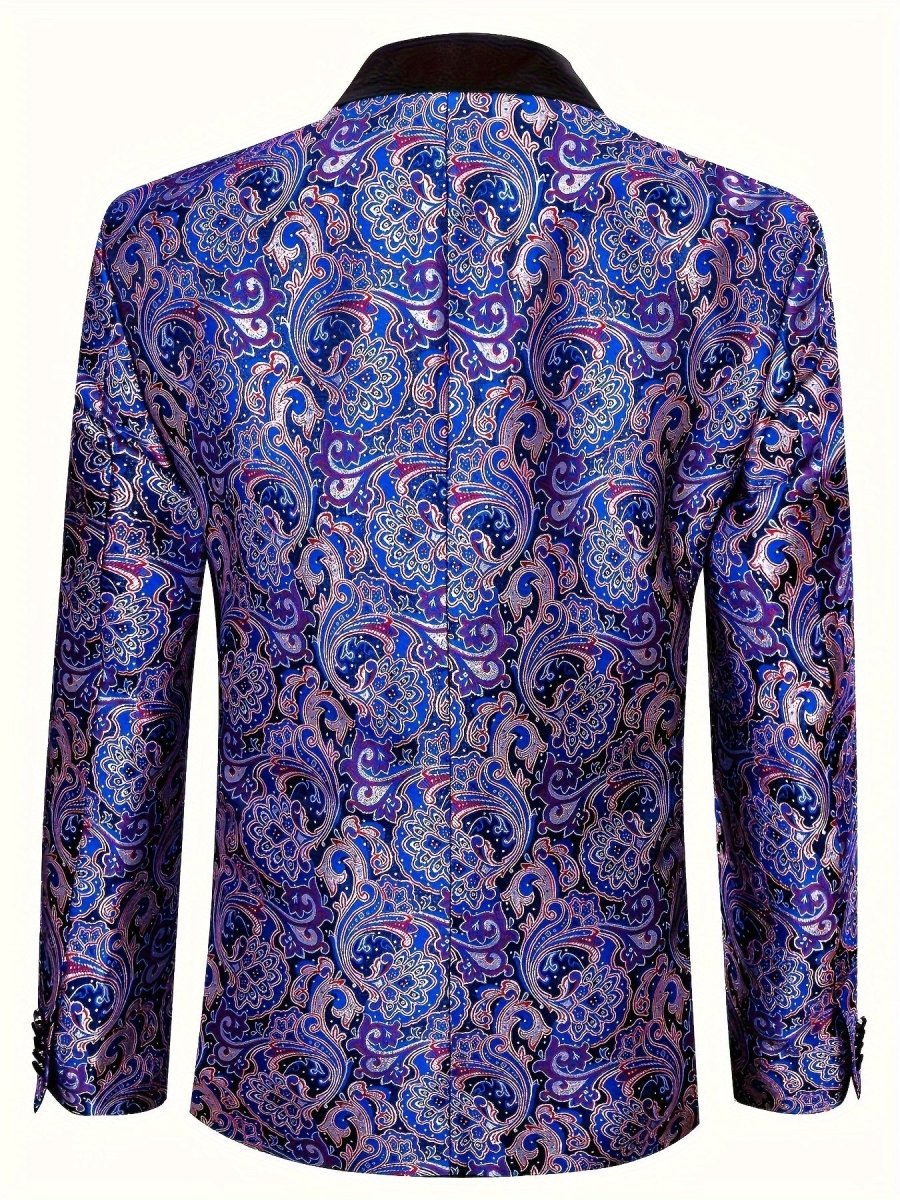Men's floral single-breasted tuxedo blazer by SHOWLU FASHION, featuring a bow tie, regular fit, and casual wedding or formal wear style.