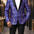 Men's floral single-breasted tuxedo blazer by SHOWLU FASHION with bow tie, regular fit, casual and wedding suitable, floral design.
