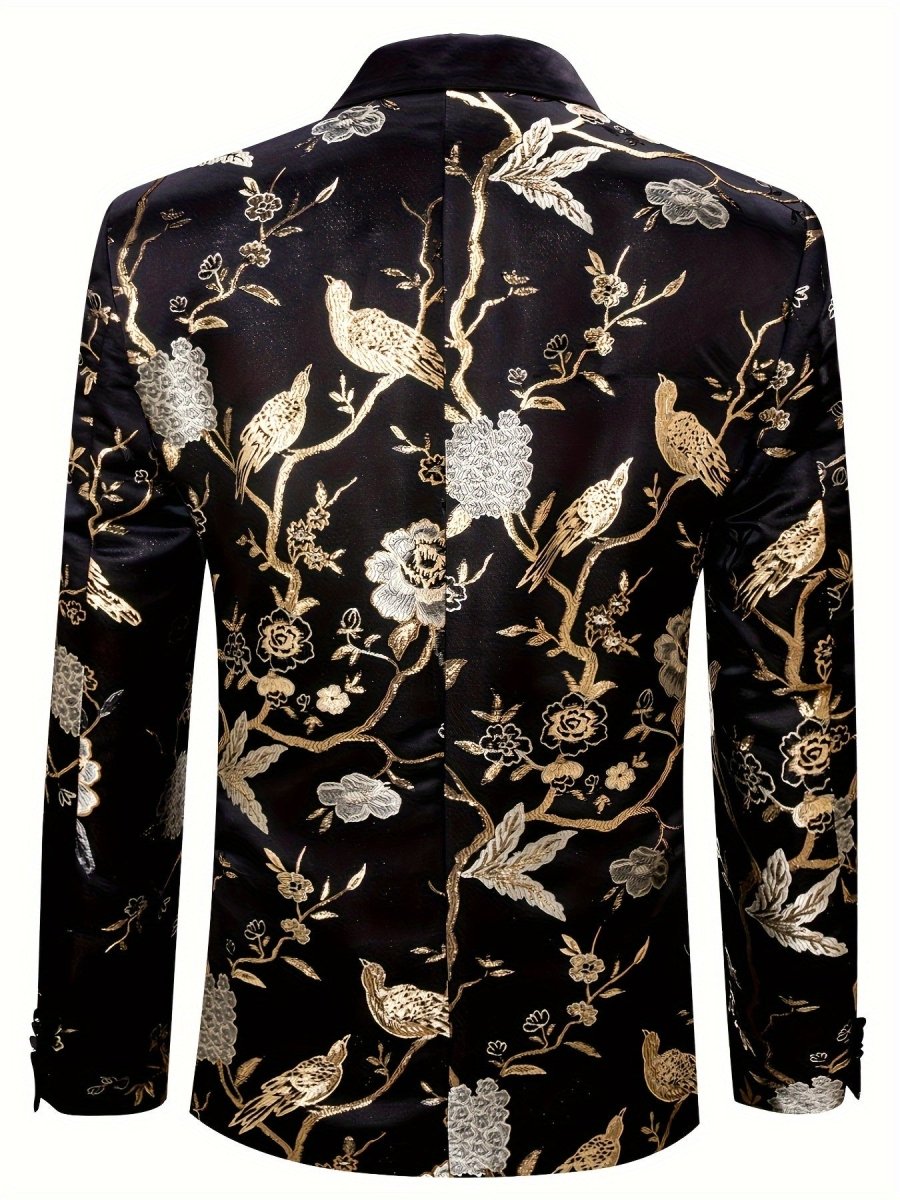 Men's floral single-breasted tuxedo blazer with bow tie, SHOWLU FASHION, featuring a stylish, casual wedding or formal suit jacket.