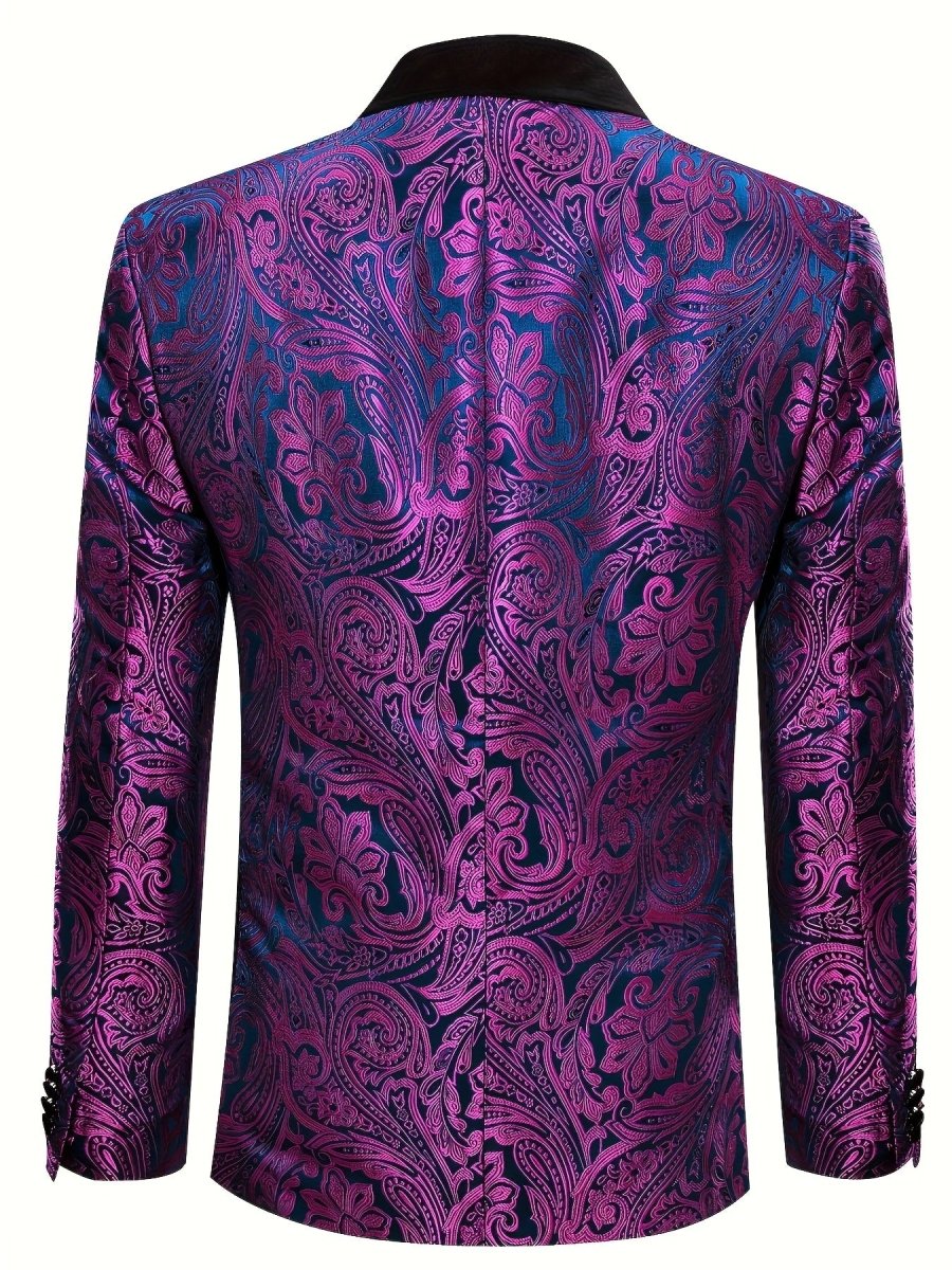 Men's floral single-breasted tuxedo blazer with bow tie, SHOWLU FASHION, casual and wedding style, regular fit, floral design.