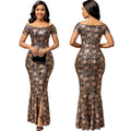 SHOWLU FASHION STORE YOZIHAYLE off-the-shoulder maxi dress with geometric slit, elegant floral design, perfect for stylish evening events.