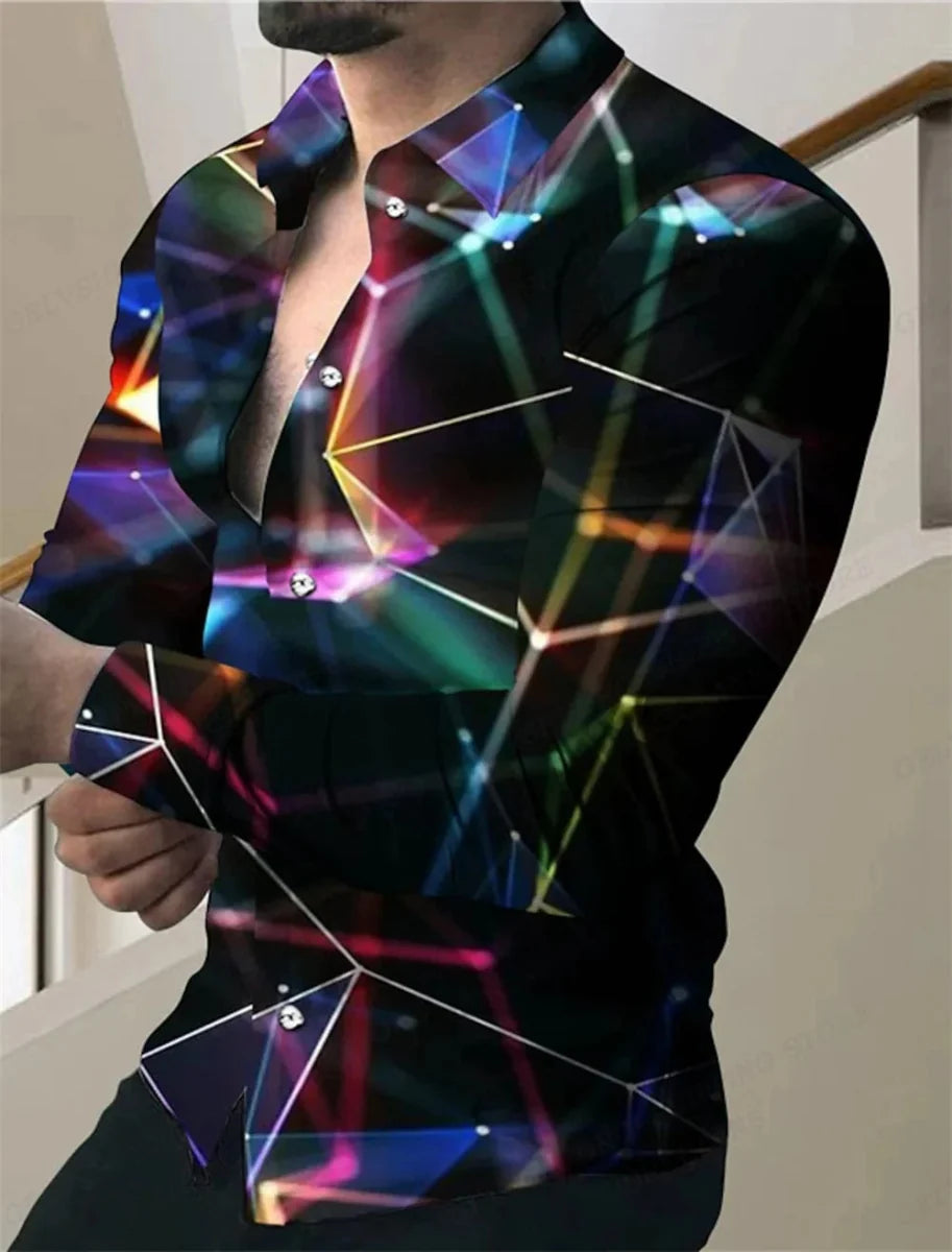 Men's long sleeve Hawaiian shirt by SHOWLU FASHION STORE, featuring casual print and aloha-inspired design, perfect for beachwear.
