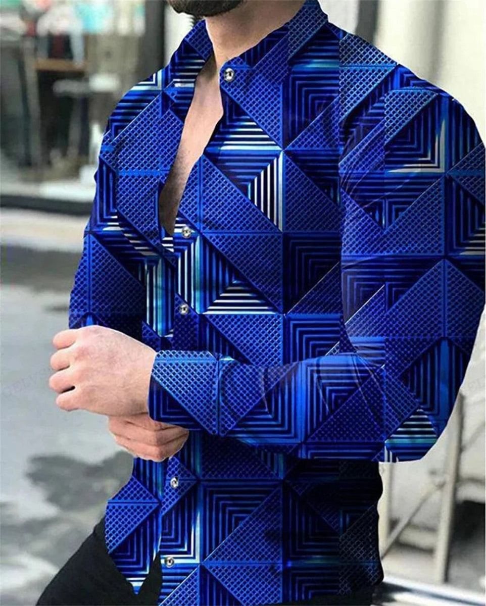 Long Sleeve Hawaiian Shirts Men Fashion Casual Shirt Male Beach Blouses Turn Over Single Breasted Camisas Men's Clothing Aloha - SHOWLU FASHION STORE
