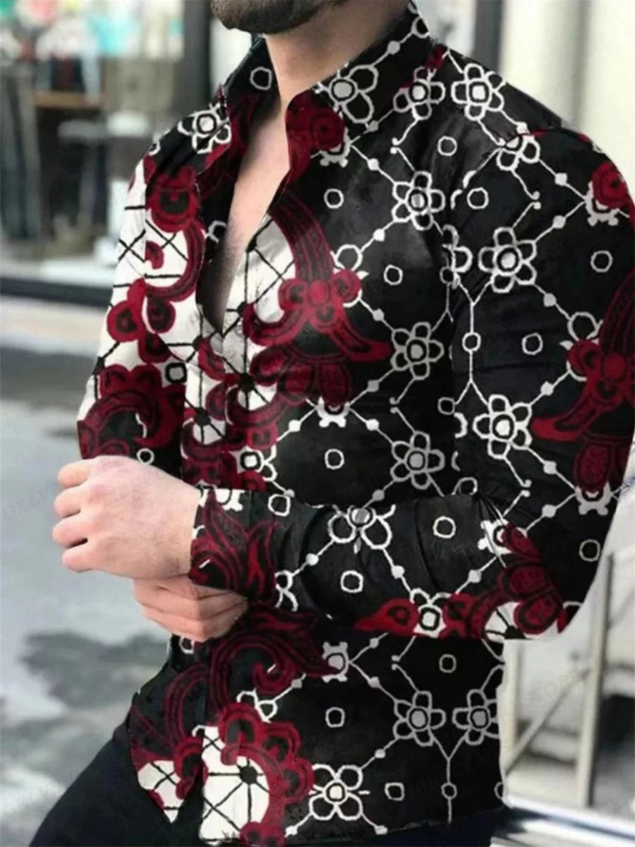 Long Sleeve Hawaiian Shirts Men Fashion Casual Shirt Male Beach Blouses Turn Over Single Breasted Camisas Men's Clothing Aloha - SHOWLU FASHION STORE