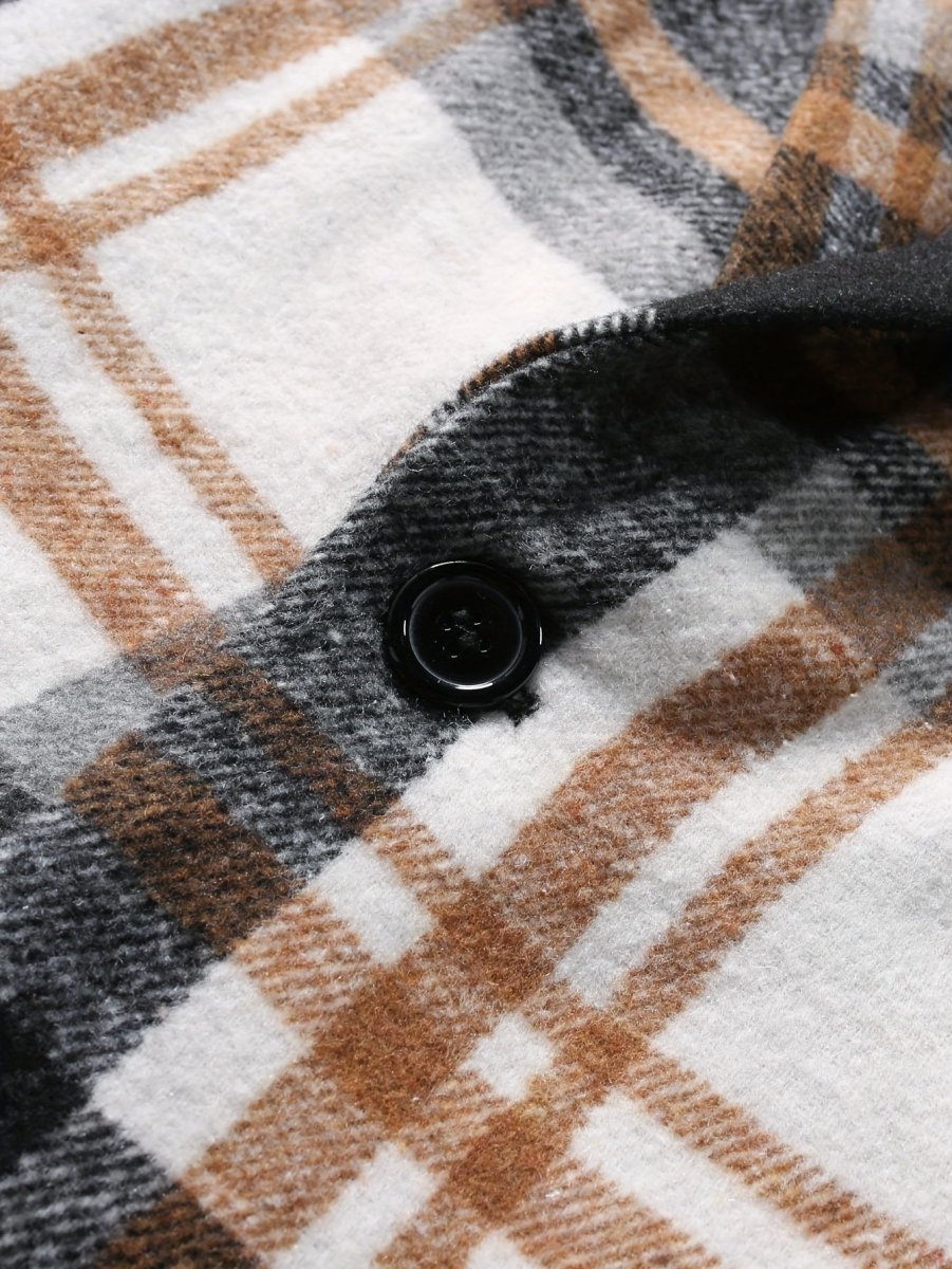 Men's plaid brushed blazer by SHOWLU FASHION, long-sleeve polyester jacket perfect for casual fall and winter wear.