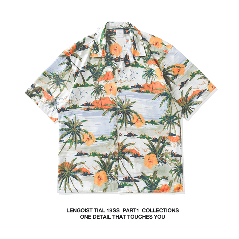 Showlu Fashion loose fit summer shirt made of breathable cotton linen with short sleeves, perfect for casual warm-weather wear.