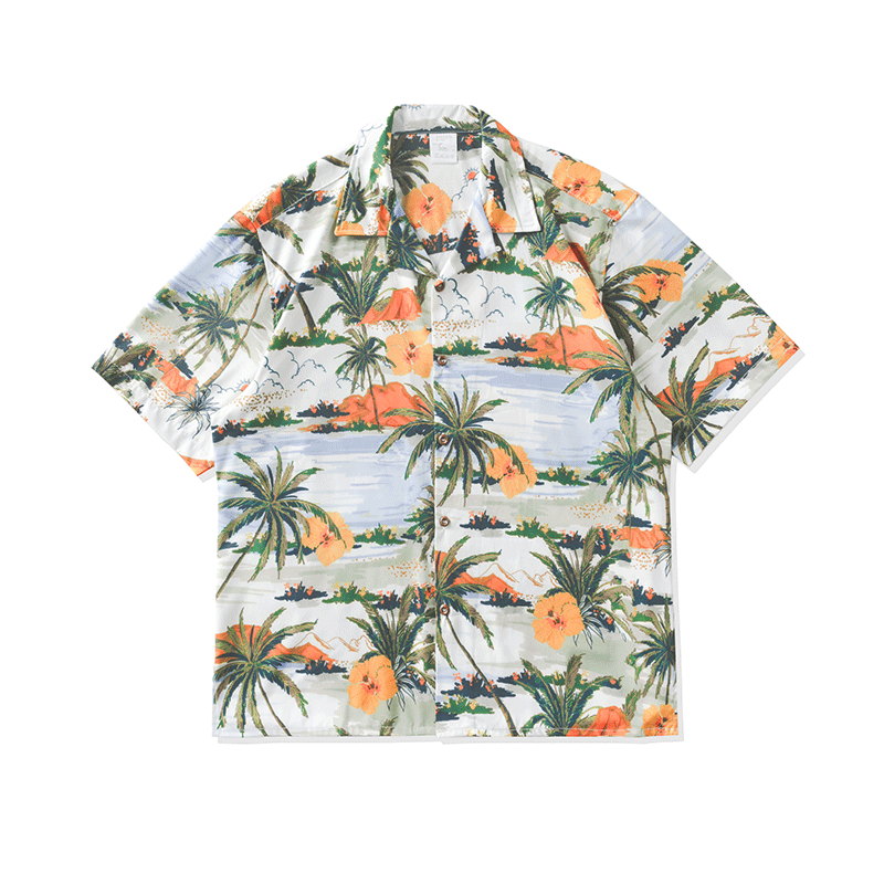 Showlu Fashion loose fit cotton linen summer shirt with short sleeves, breathable and comfortable for warm weather.
