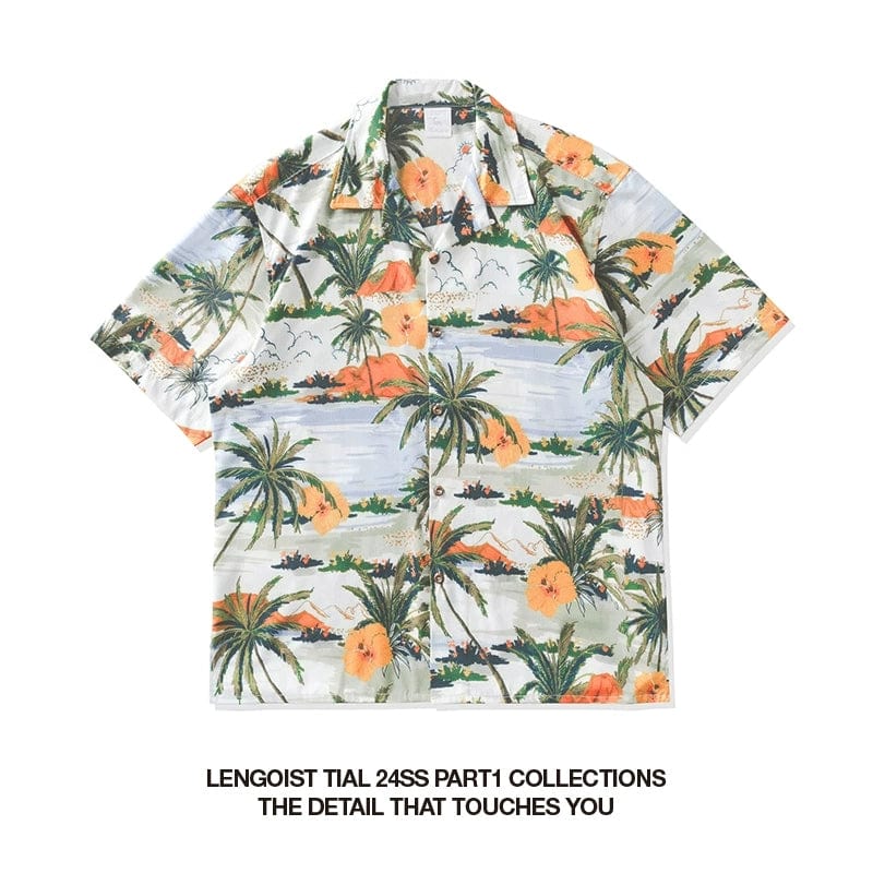 Showlu Fashion loose fit summer shirt with short sleeves, made of breathable cotton linen fabric for a comfortable, casual look.