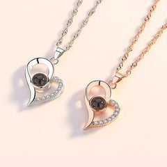 Love Heart Projection Necklace 100 Languages I Love You Pendant With Rose Gift Box For Girlfriend 2023 Fashion Luxury Jewelry - SHOWLU FASHION STORE