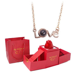 Love Heart Projection Necklace 100 Languages I Love You Pendant With Rose Gift Box For Girlfriend 2023 Fashion Luxury Jewelry - SHOWLU FASHION STORE