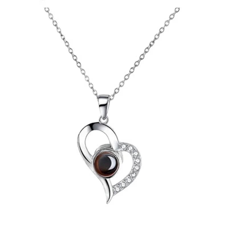 Love Heart Projection Necklace 100 Languages I Love You Pendant With Rose Gift Box For Girlfriend 2023 Fashion Luxury Jewelry - SHOWLU FASHION STORE