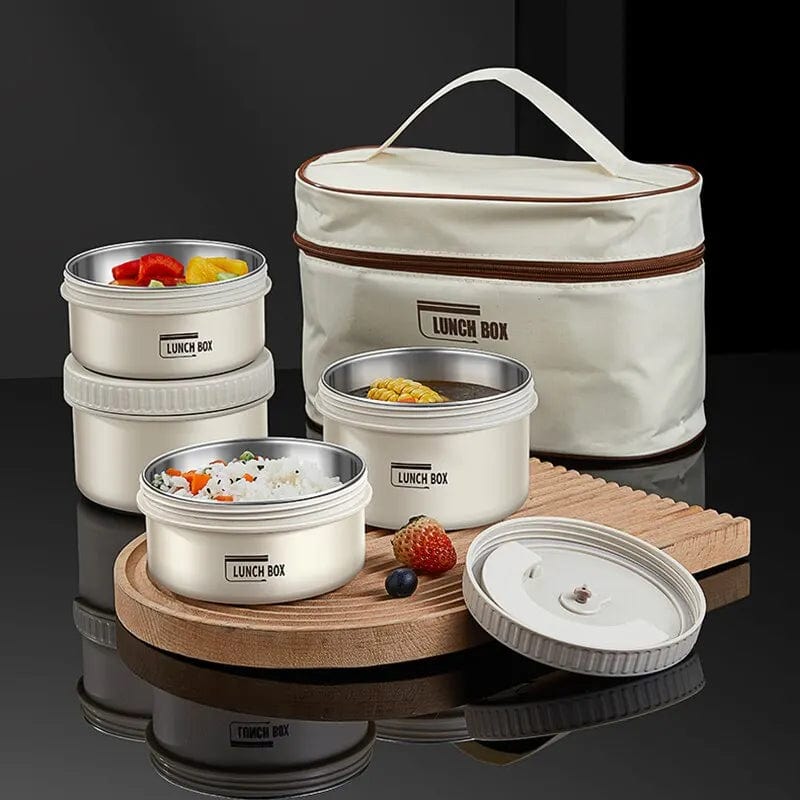 Stackable stainless steel bento lunch box from SHOWLU FASHION STORE, insulated and leakproof for portable meal storage.