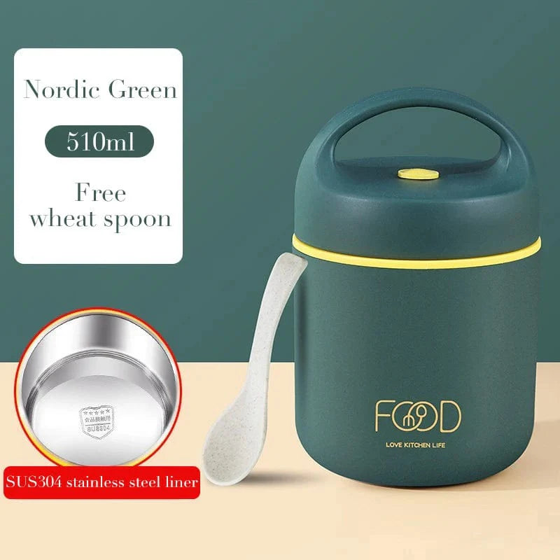 SHOWLU Stainless Steel Thermal Bento Lunch Box for Kids, leakproof and portable with a sleek design for children's lunch needs.