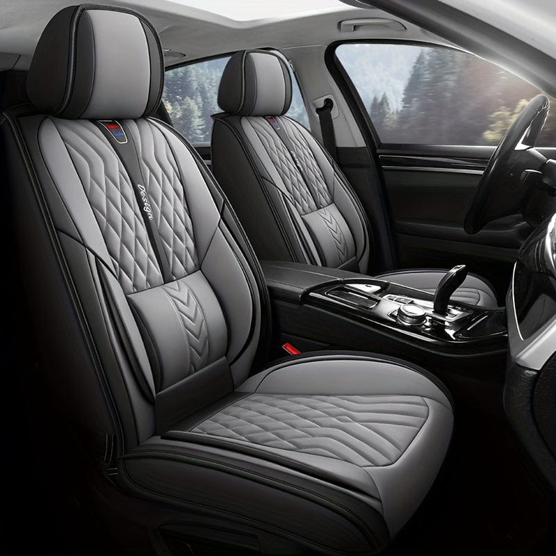 Showlu Fashion universal PU leather 5-seater car seat covers, full set, stylish and durable for all seasons, full seat coverage.