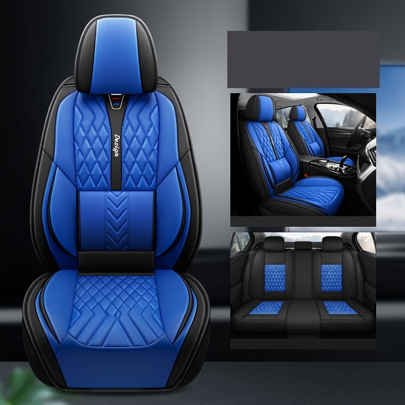 Showlu Fashion universal PU leather 5-seater car seat covers set, stylish and durable full-seat protection for all seasons.