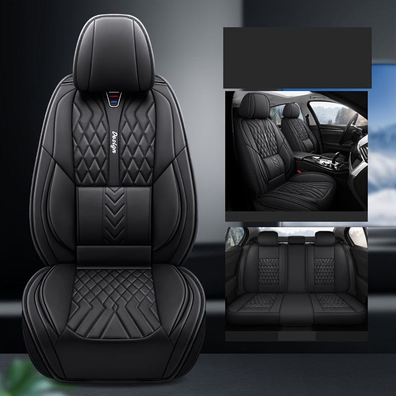 Showlu Fashion universal PU leather 5-seater car seat covers, full set, stylish and durable for all-season protection.