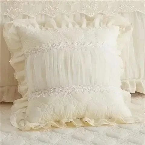 RainFire Lace Edge Cotton Duvet Cover Set by SHOWLU FASHION STORE, 3-piece geometric bedding with pillowcases and soft cotton fabric.
