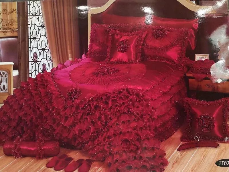 Luxury champagne Jacquard floral lace bedspread set with pillowcases, elegant wedding-style bed coverlet from SHOWLU FASHION STORE