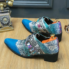 Luxury Designer Male Charm Blue Suede Pattern Patchwork Monk Strap Shoes Men Formal Wedding Prom Dress Prom Loafers Homecoming - SHOWLU FASHION STORE