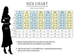 A size chart for a women's evening dress showing measurements in centimeters and inches.