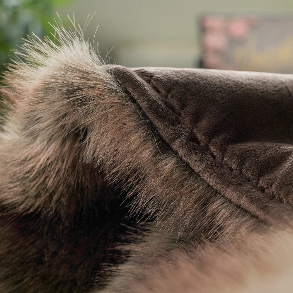 Luxury faux fox fur blanket by SHOWLU FASHION STORE, soft polyester throw for sofa and bed, plush and cozy home decor.