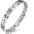 Gold leaf magnetic therapy bracelet for women and men, stylish bangle with healing magnets for health and weight loss.
